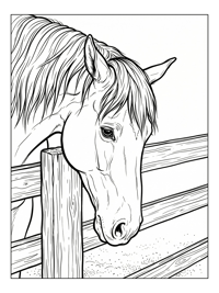 Show Horse Nuzzling Wooden Fence Post