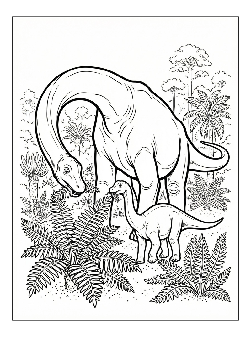 Father Brachiosaurus Browsing Fern Valley