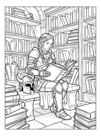Warrior Princess Reading In Castle Library