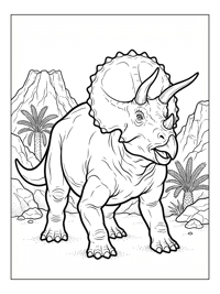 Triceratops Standing In Volcanic Landscape