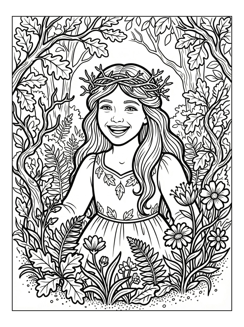 Woodland Princess Smiling In Forest