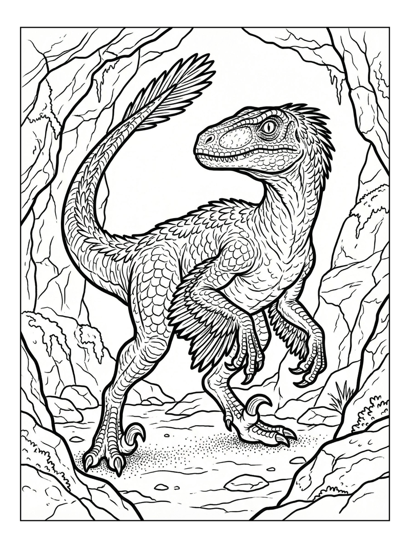 Velociraptor Scanning Ancient Cave