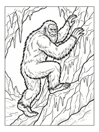 Abominable Snowman Climbing Frozen Cave