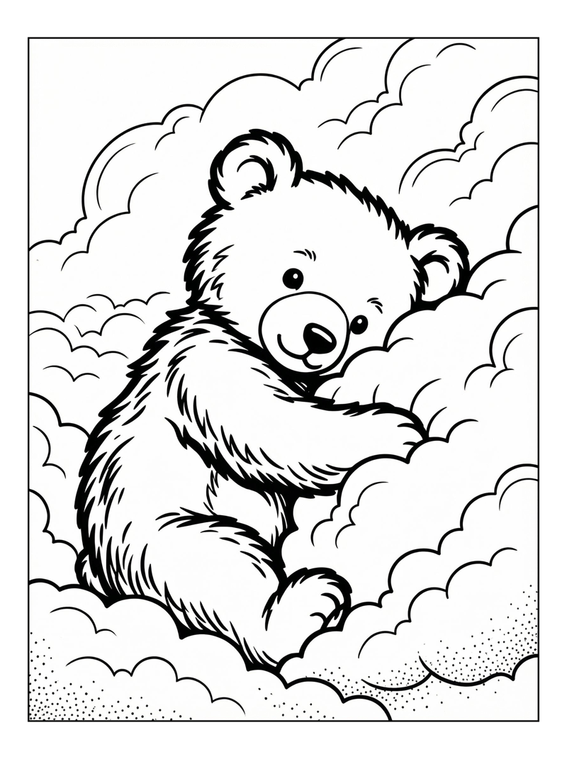 Baby Teddy Bear Hugging Cloud