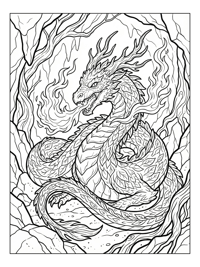 Forest Dragon Breathing Fire In Deep Cave