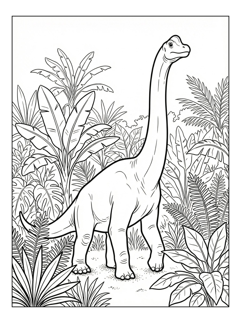 Young Brachiosaurus Reaching In Jungle
