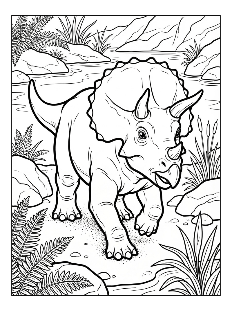 Hatchling Triceratops Charges Riverbank