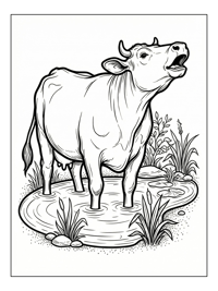 Dairy Cow Mooing In Watering Hole