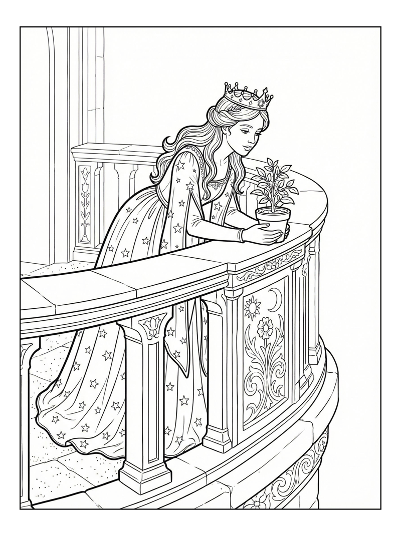 Star Princess Holds Plant On Royal Balcony