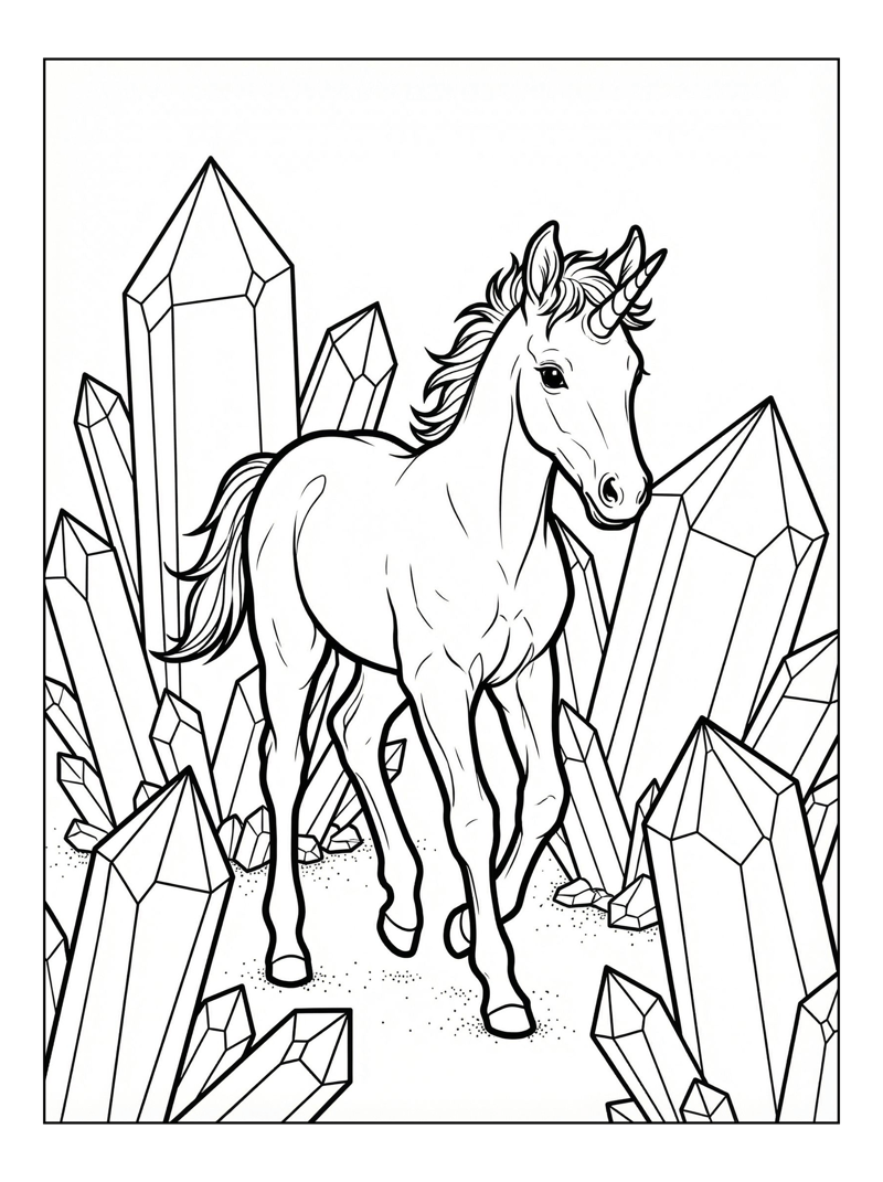 Baby Unicorn Walking Crystal Cave
