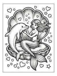 Mermaid Dolphin Sitting In Seashell