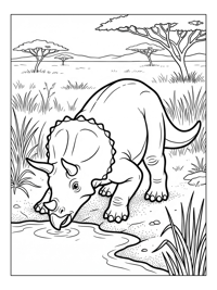 Juvenile Triceratops Drinking By Water
