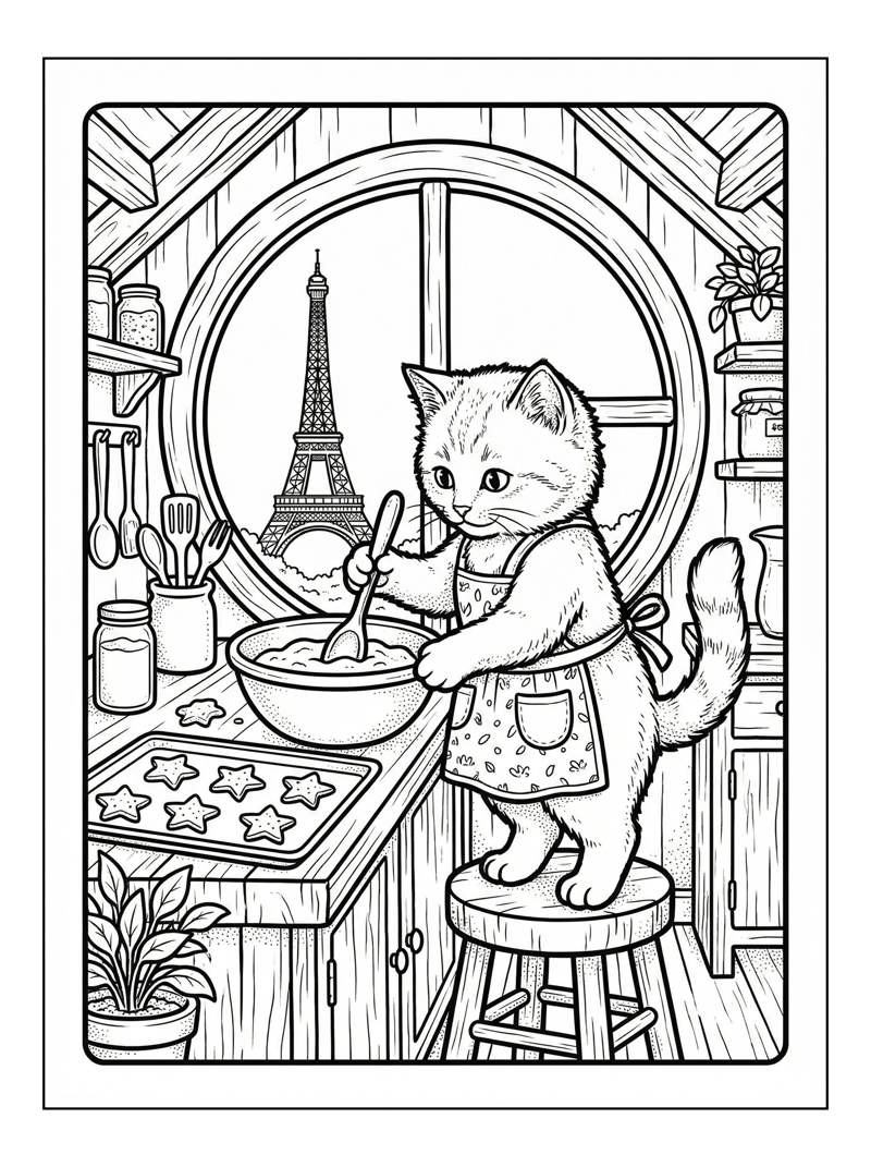 Kitten Stirs Dough Treehouse Kitchen Paris