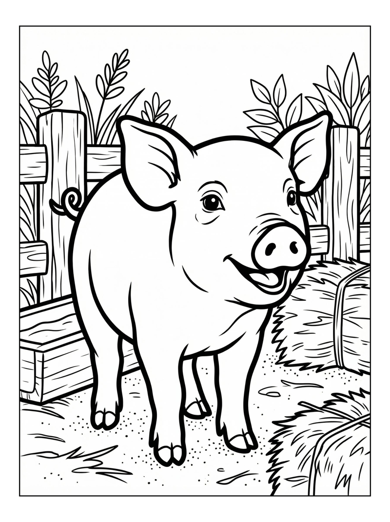 Piglet Stands In Farmyard