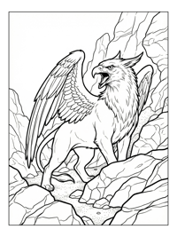 Crested Griffin Roaring Rocky Outcrop