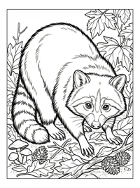 Raccoon Foraging On Forest Floor