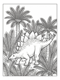 Stegosaurus Grazing Among Ferns