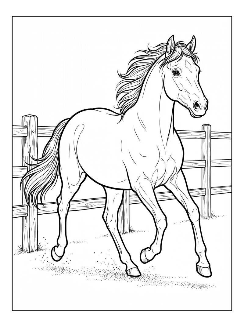 Yearling Horse Trotting In Paddock