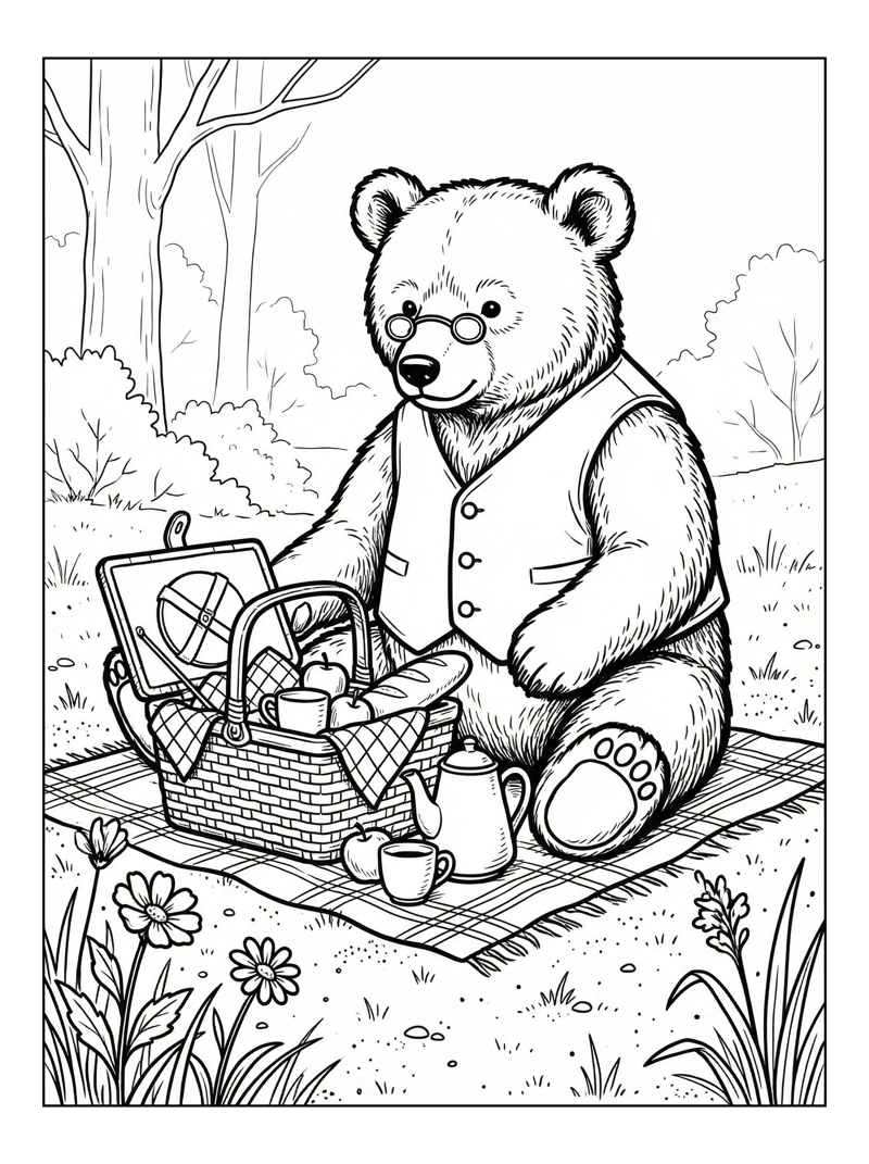 Parent Bear Picnic Day Outdoors