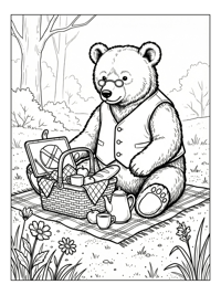 Parent Bear Picnic Day Outdoors