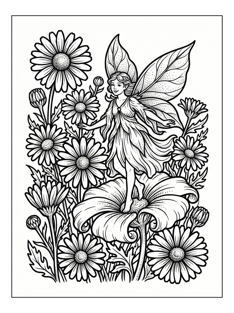 Fairy Balances On Flower Petal
