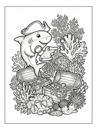 Baby Shark Pirate Explores Treasure Map Coral