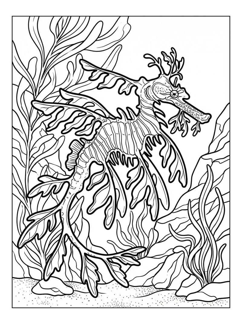 Leafy Sea Dragon Swimming Underwater Reef