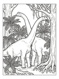 Brachiosaurus Pair Browsing Swamp Jungle