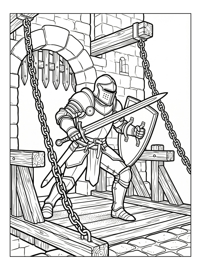 Paladin Knight Guards Castle Drawbridge