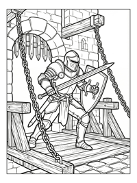 Paladin Knight Guards Castle Drawbridge