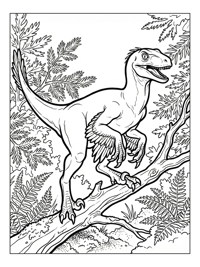 Velociraptor Perching Jungle Tree
