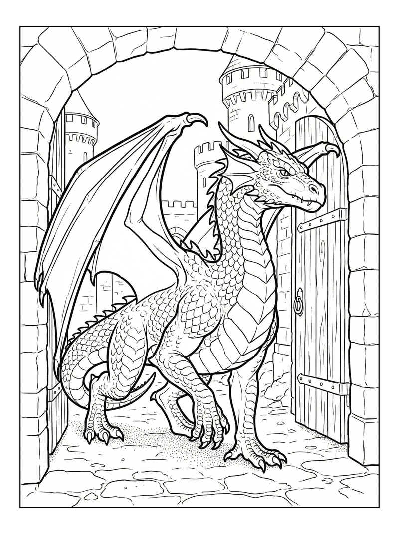 Western Dragon Prowling Castle Archway