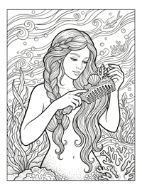 Mermaid Queen Brushing Hair In Ocean