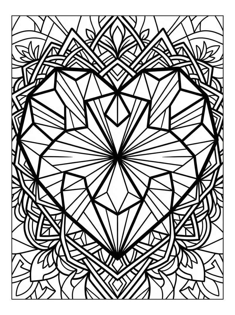 Geometric Heart Radiating Pattern Design