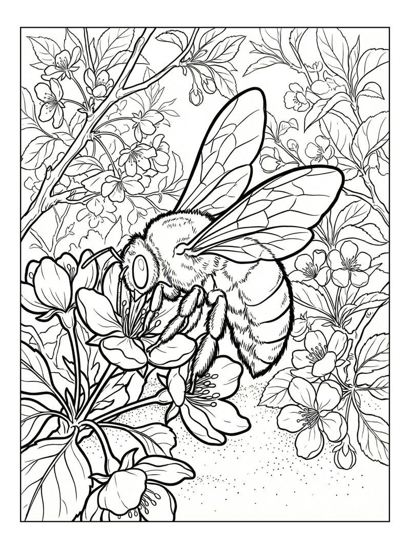Carpenter Bee Collecting Nectar In Orchard