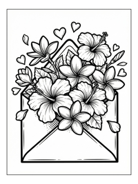 Hibiscus Plumeria Flowers Burst From Envelope