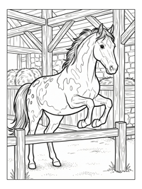 Appaloosa Horse Jumping Rustic Stable