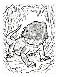 Bearded Dragon Prowling Inside Cave