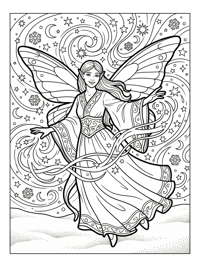 Winter Fairy Casting Spell Starry Night