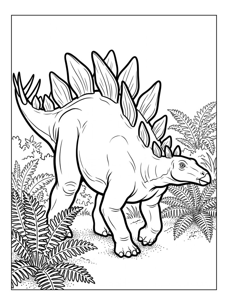Stegosaurus Walking In Fern Valley