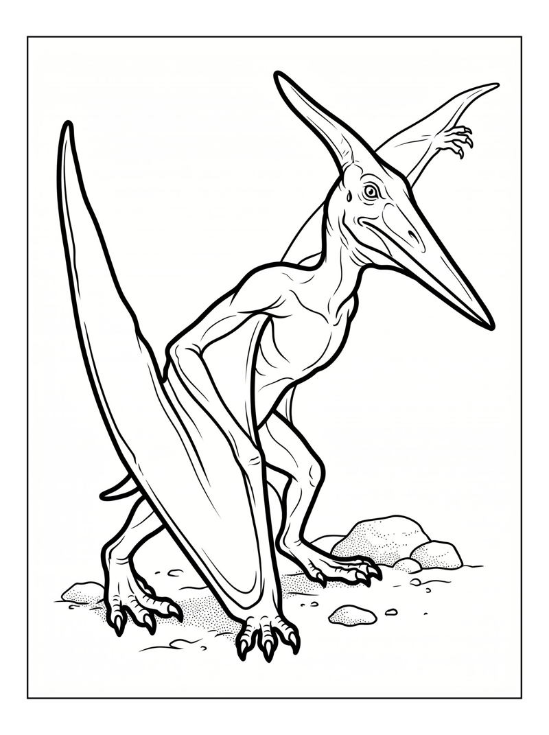 Pterodactyl Walking Under Jurassic Sky