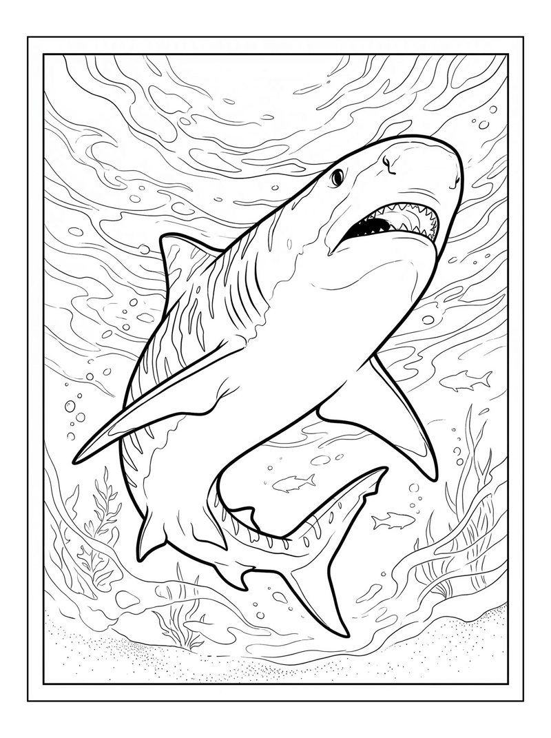 Tiger Shark Swimming Underwater Scene