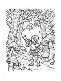 Knight Blowing Horn Forest Path