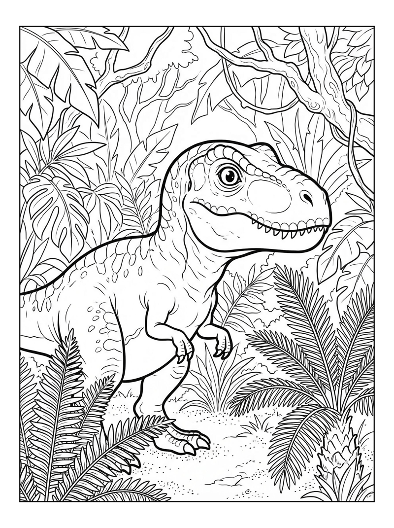 Baby Tyrannosaurus Gazing In Jungle