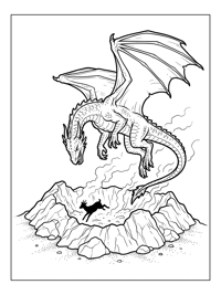 Western Dragon Flying Over Volcanic Crater