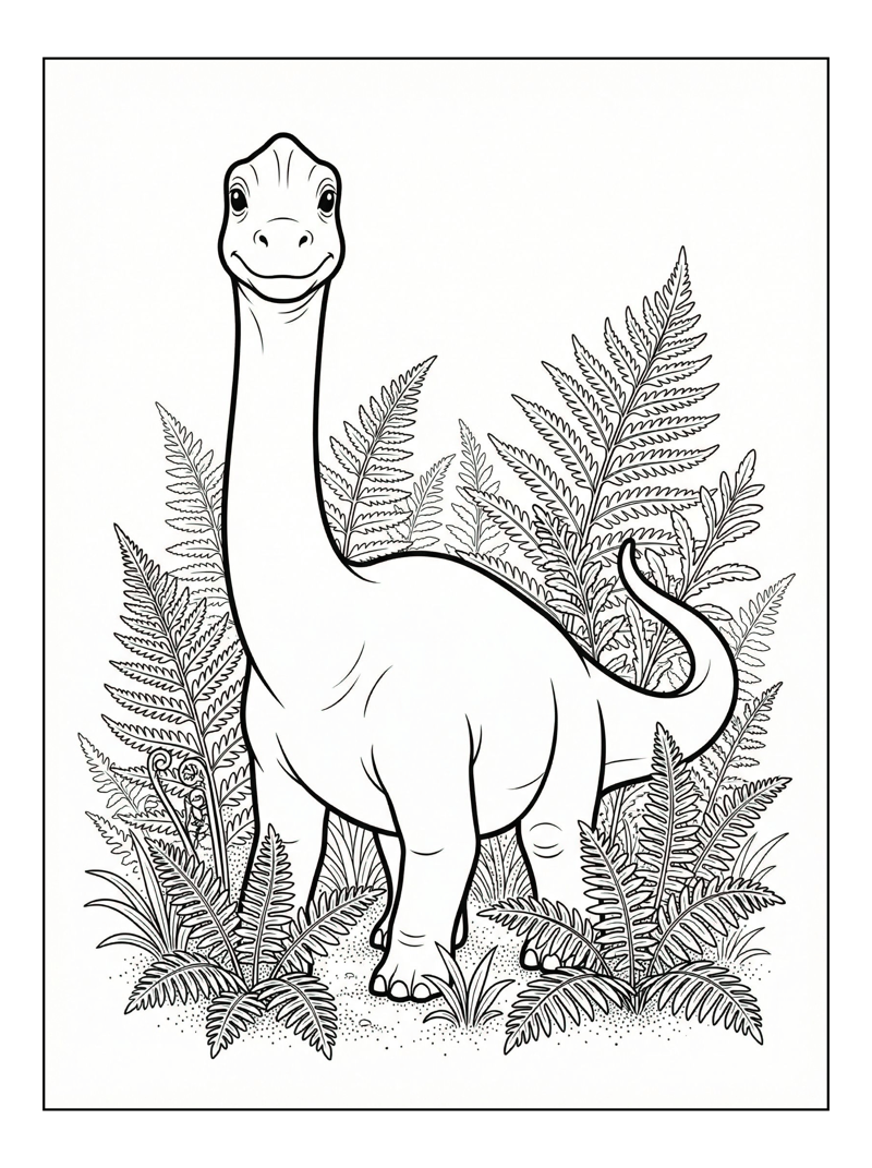Brachiosaurus Looking In Ferns