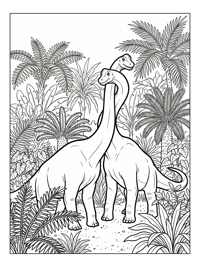 Brachiosaurus Pair Exploring Tropical Jungle