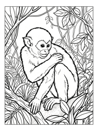 Squirrel Monkey Grooming Tropical Trees