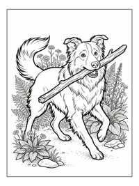 Border Collie Fetching Stick In Garden