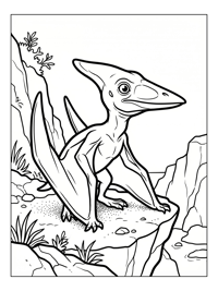Young Pterodactyl Hatchling Perched On Cliff